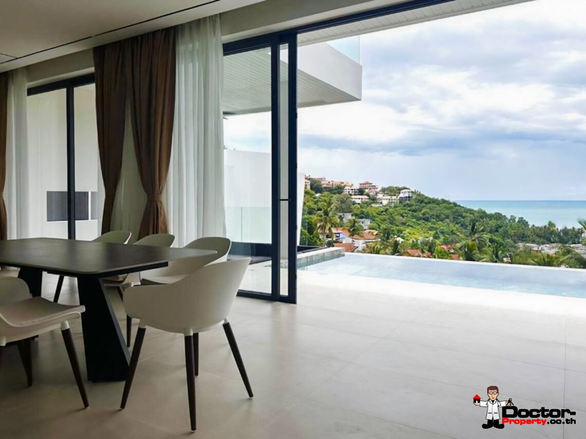 New 4 Bedroom Pool Villa with Sea View in Bang Por, Koh Samui – For Sale